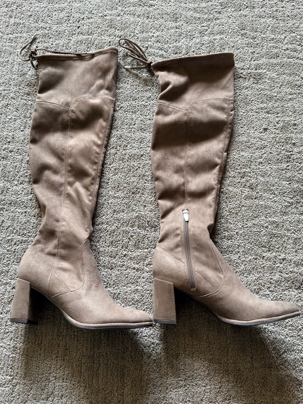 Marc Fisher Taupe Over-the-Knee Block Heel Boots